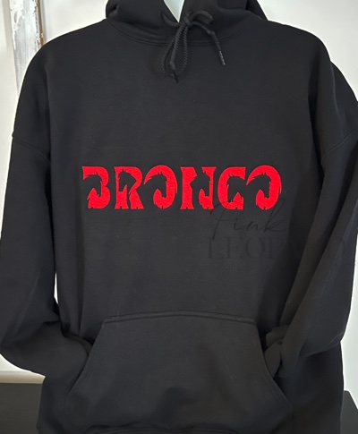 Bronco Head Embroidered Hooded 50/50 Sweatshirt-
