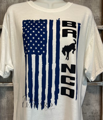 XL Design Bronco Flag Short/Long Sleeve Tshirt-
