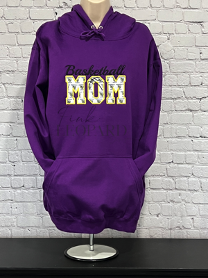 Basketball Mom Embroidered 50/50 Hooded Sweatshirt-