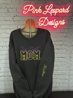 TeeBall Mom Embroidered Crewneck Sweatshirt-